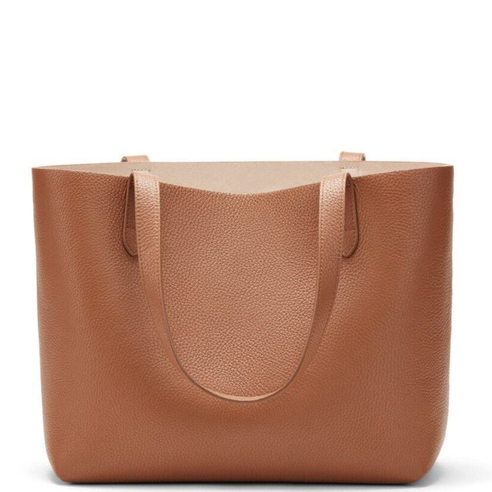 Cuyana Caramel Small Structured Tote with Organizer and Wide Strap